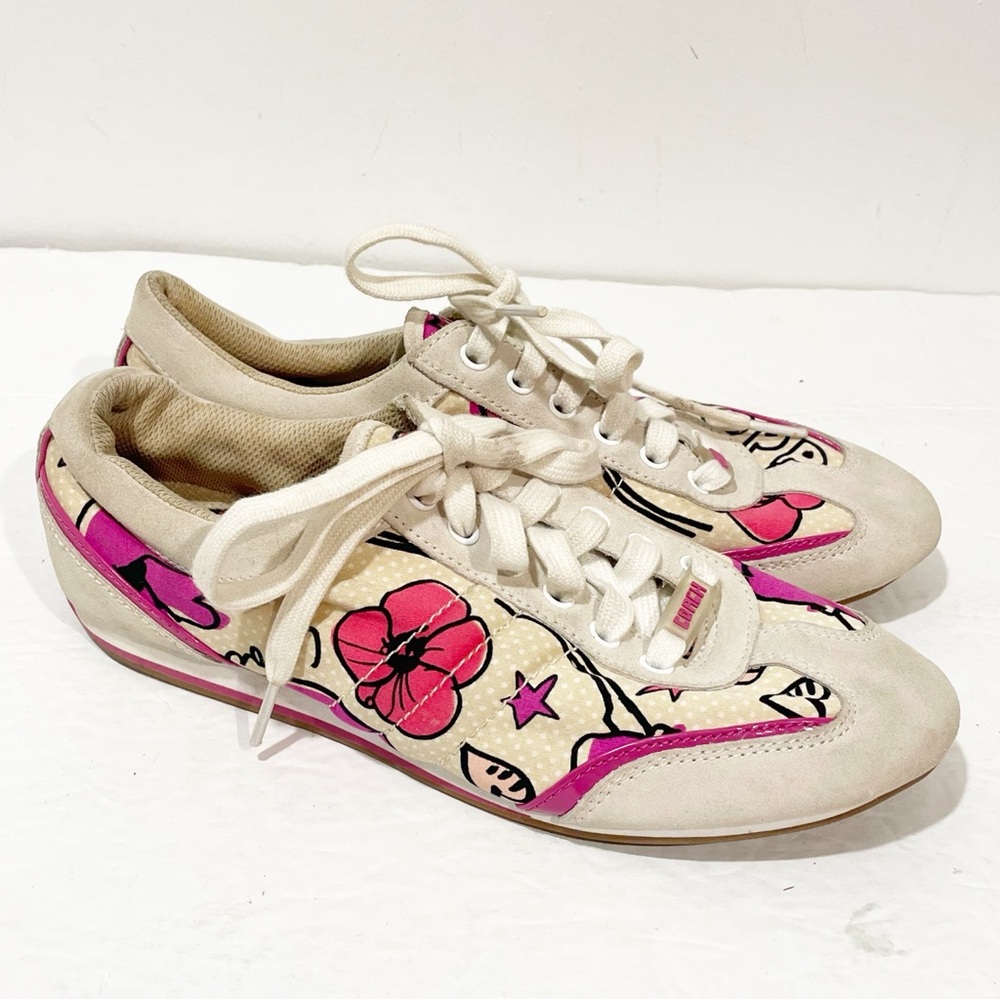Coach Size 8 Dillon Poppy Leather Suede‎ Multi Color Floral Sneakers - Picture 3 of 7